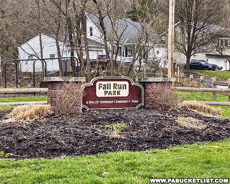 Fall Run Park entrance sign near Route 8 in Shaler Township.