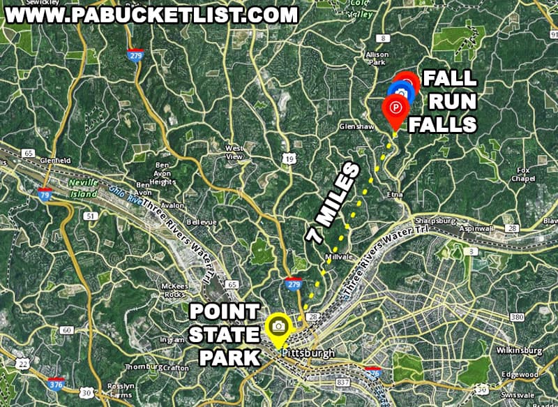 Directions to Fall Run Falls from Pittsburgh Pennsylvania.
