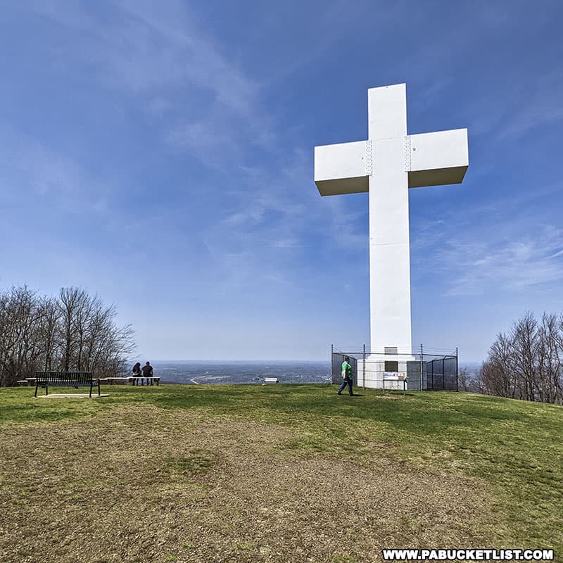 Jumonville Cross is 60 feet tall and stands on an 8 foot foundation.