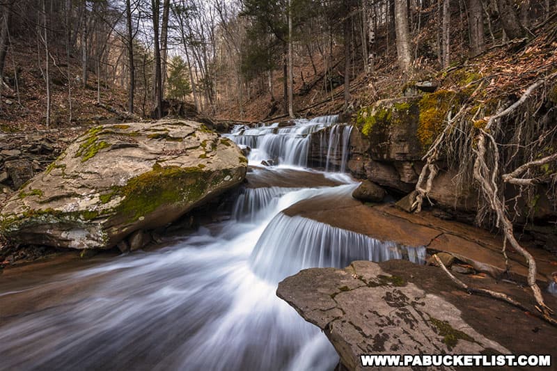 Close-up of Little Swamp Run Falls in the Loyalsock State Forest.