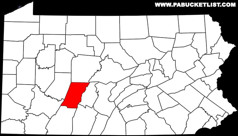 Map of Pennsylvania highlighting Cambria County.