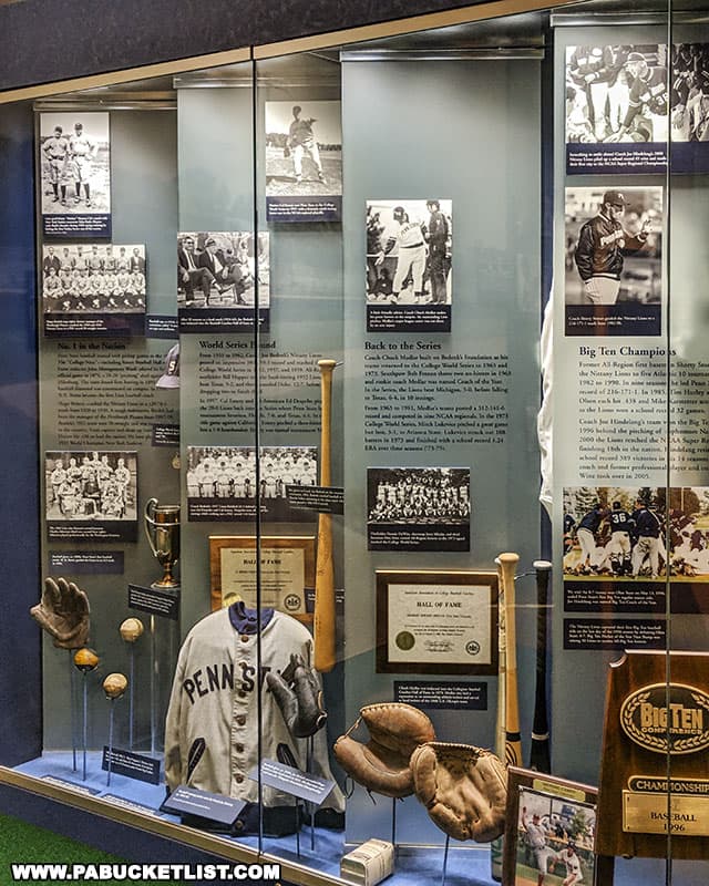Penn State baseball exhibit at the Penn State All-Sports Museum.