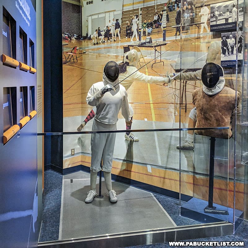 Penn State Fencing exhibit at the Penn State All-Sports Museum.