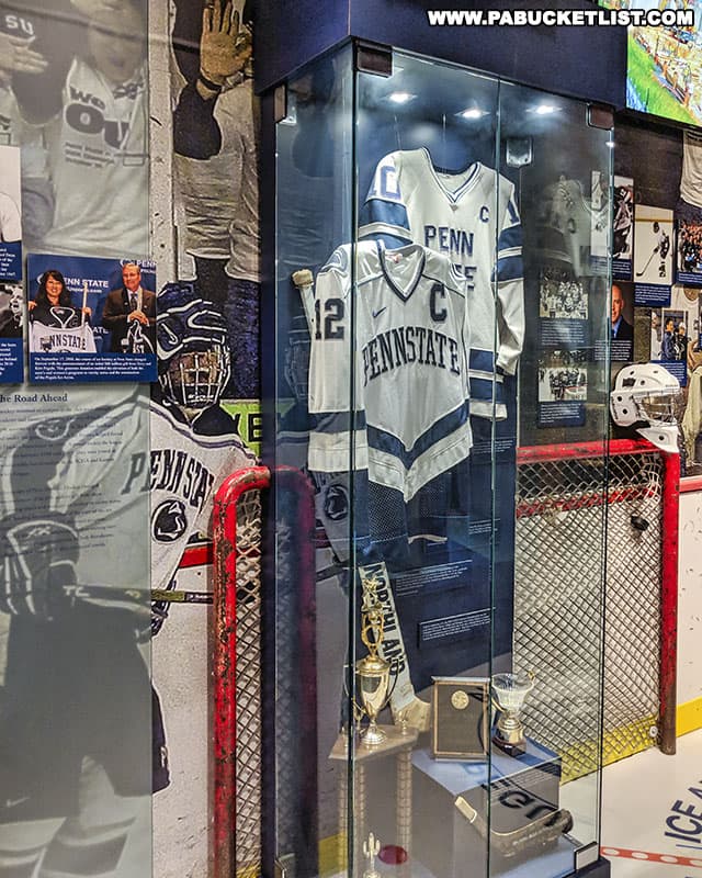 Penn State ice hockey exhibit at the Penn State All-Sports Museum.