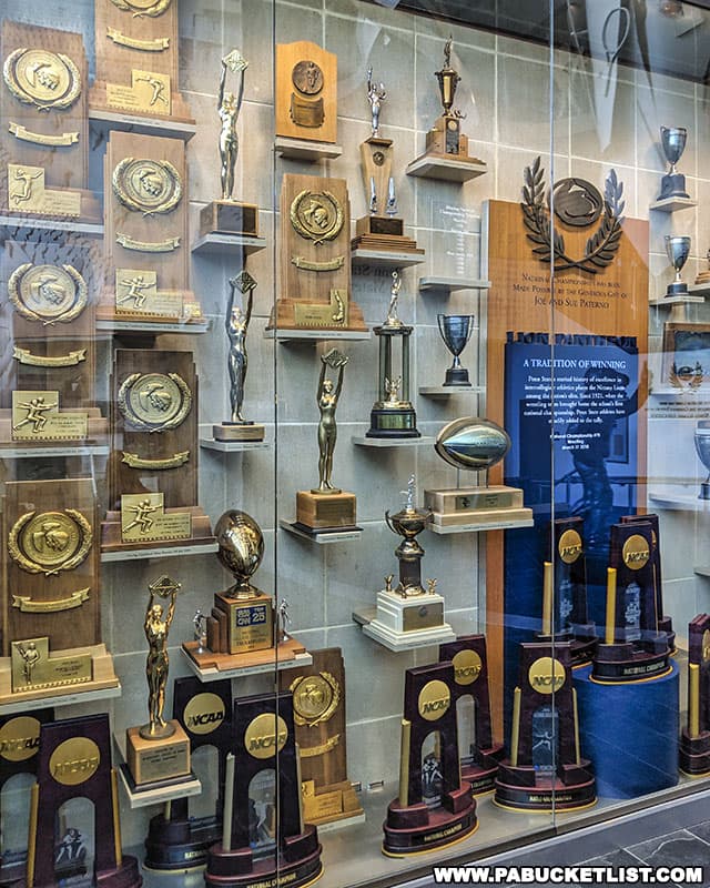 One of many trophy cases at the Penn State All-Sports Museum.