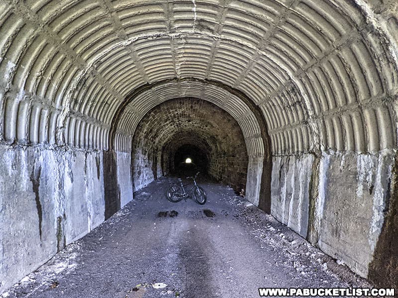The reinforced entrance to the Staple Bend Tunnel in Cambria County Pennsylvania.