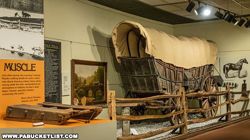 Horse and wagon exhibit at the State Museum of Pennsylvania in Harrisburg.