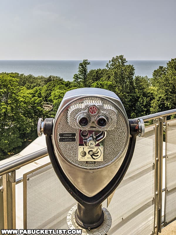 Viewing deck at the top of the observation tower at the Tom Ridge Environmental Center at Presque Isle State Park.