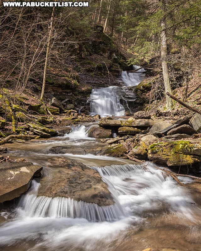 Approaching Triple Falls along Swamp Run in the Loyalsock State Forest.
