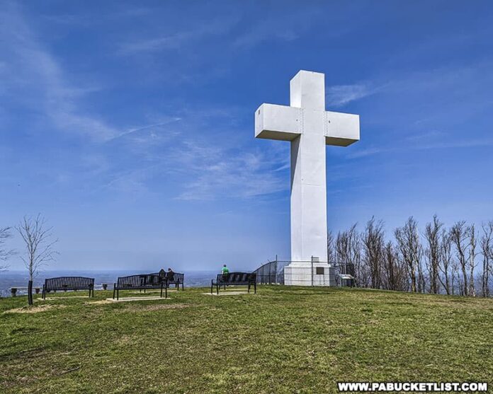 Visiting the Jumonville Cross in 2022.