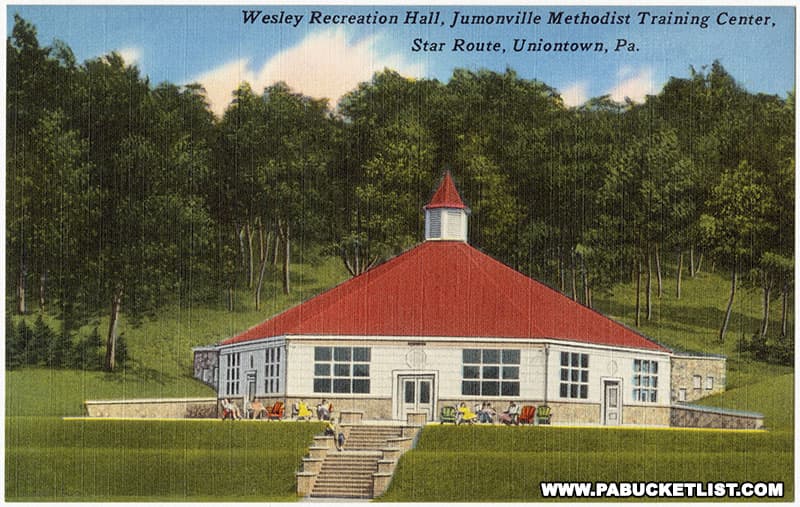 Vintage postcard featuring Wesley Hall in the 1950s.