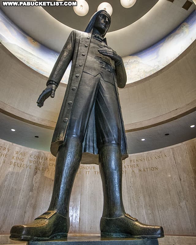William Penn statue on display at the State Museum of Pennsylvania.