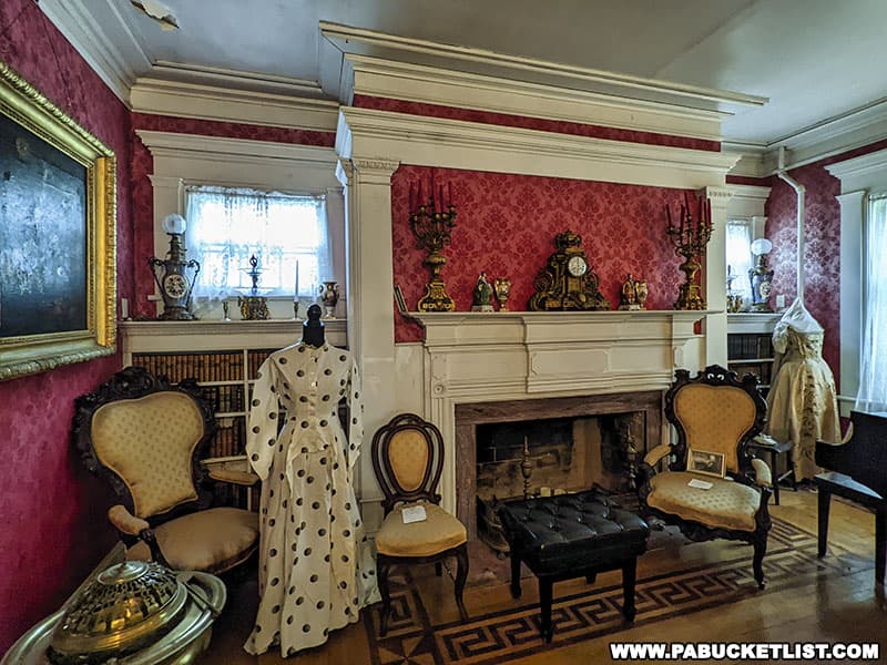 One of the many fireplaces inside the Boal Mansion in Boalsburg Pennsylvania.