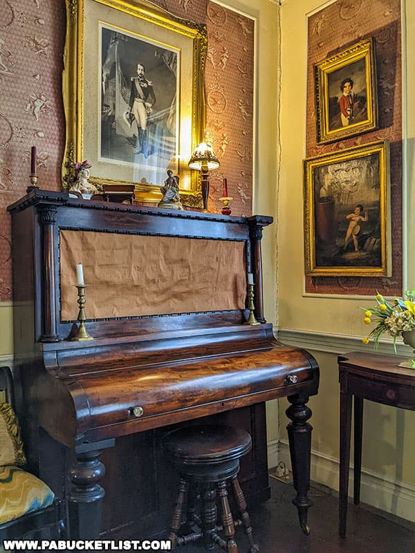 A piano which resided in the White House for 90 years, now on display at the Boal Mansion in Boalsburg Pennsylvania.