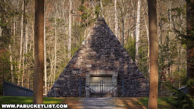 Approaching the pyramid at Buchanan's Birthplace State Park near Mercersburg, Pennsylvania.
