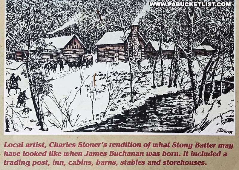 Stony Batter was the name of the trading post that James Buchanan was born at near Cove Gap in Franklin County PA.