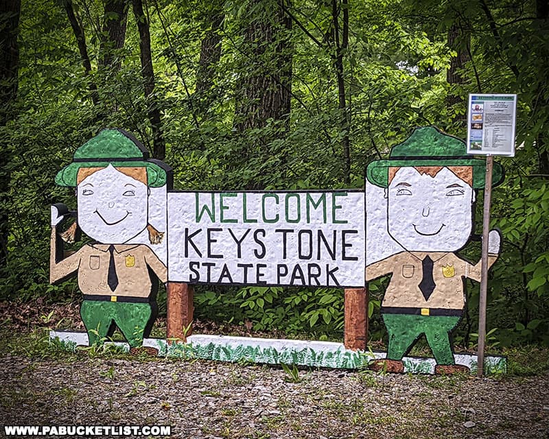 Campground entrance at Keystone State Park in Westmoreland County Pennsylvania.