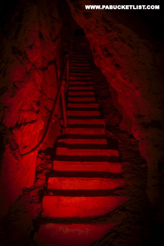The old entrance to Coral Caverns used these steep, narrow steps.