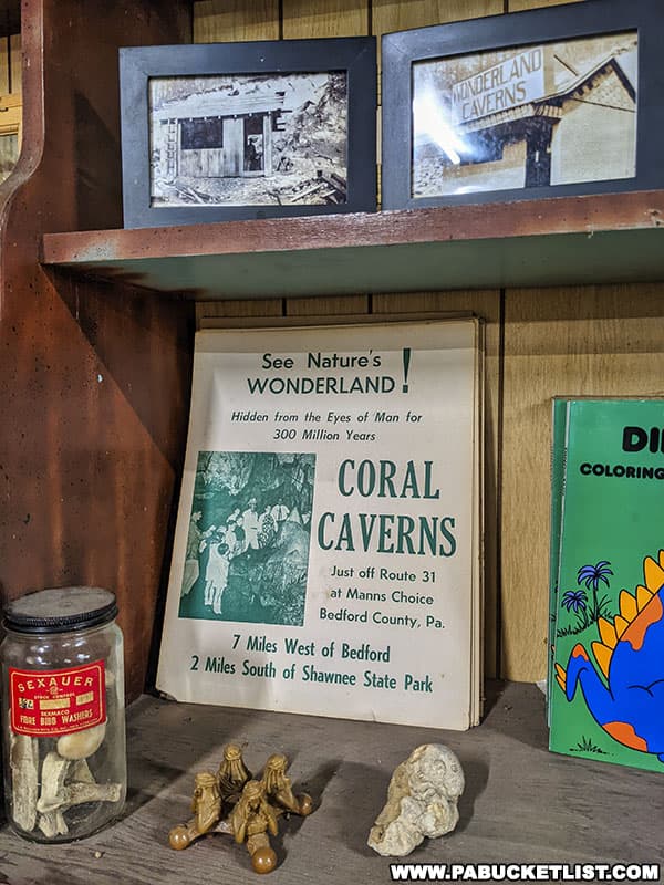 Vintage photos and advertising memorabilia from Coral Caverns in Bedford County Pennsylvania.
