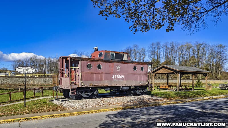 Caboose at the Cresson Railroad Observation Platform and railfan site.