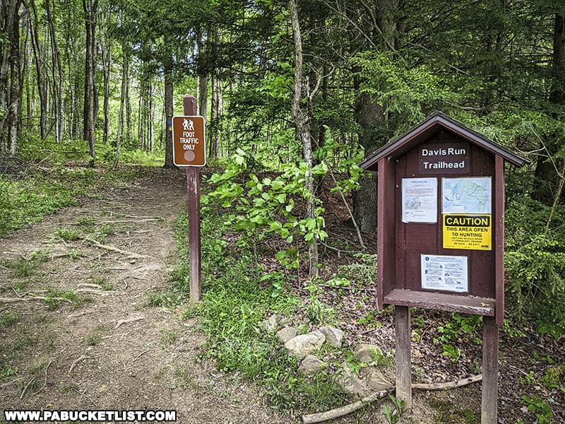 The Davis Run Trailhead at Keystone State Park in Westmoreland County Pennsylvania.