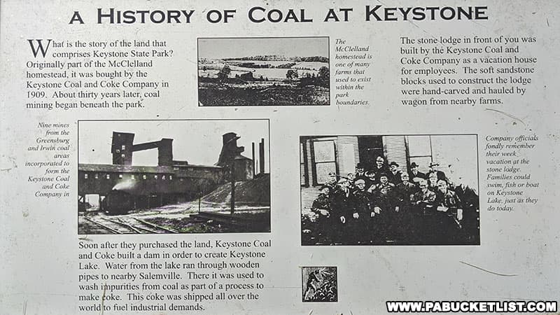 History of the Keystone Coal and Coke Company which built Keystone Lake.