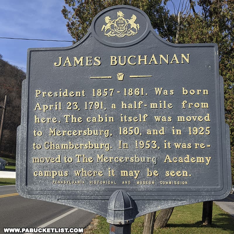 James Buchanan historical marker near Buchanan's Birthplace State Park.