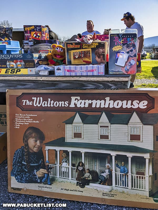 Vintage toys for sale at Leighty's Flea Market in Blair County Pennsylvania.