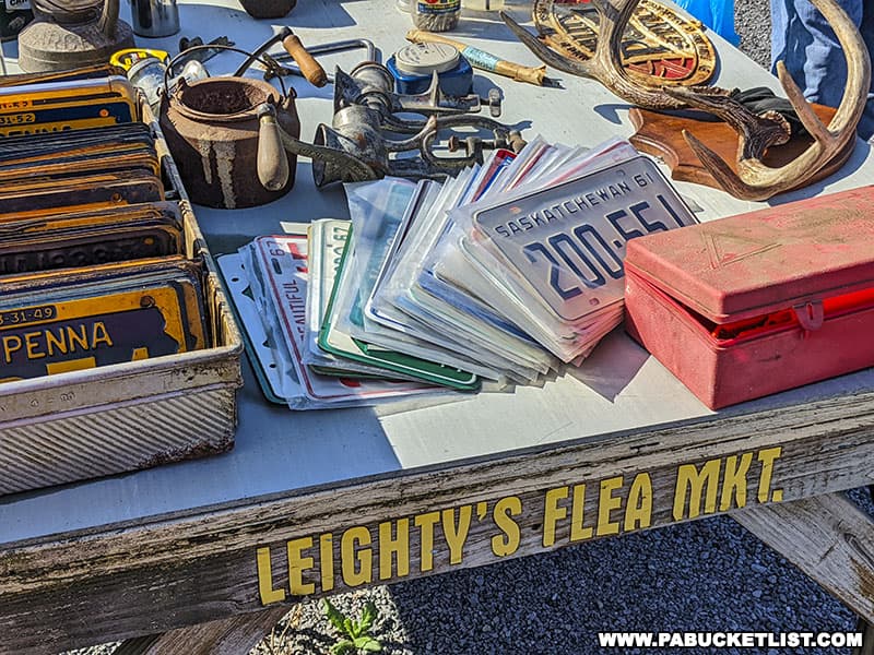 A vendor table at Leighty's Flea Market in Blair County Pennsylvania.