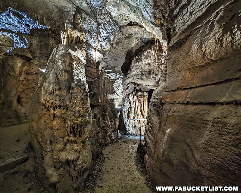 One of the beautiful passageways through Lincoln Caverns in Huntingdon County PA.