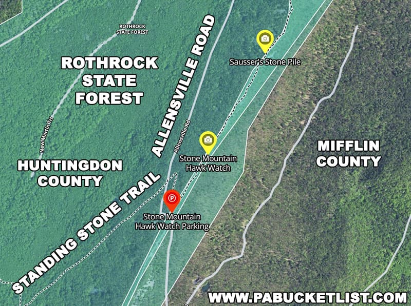 Directions to the Stone Mountain Hawk Watch in the Rothrock State Forest.