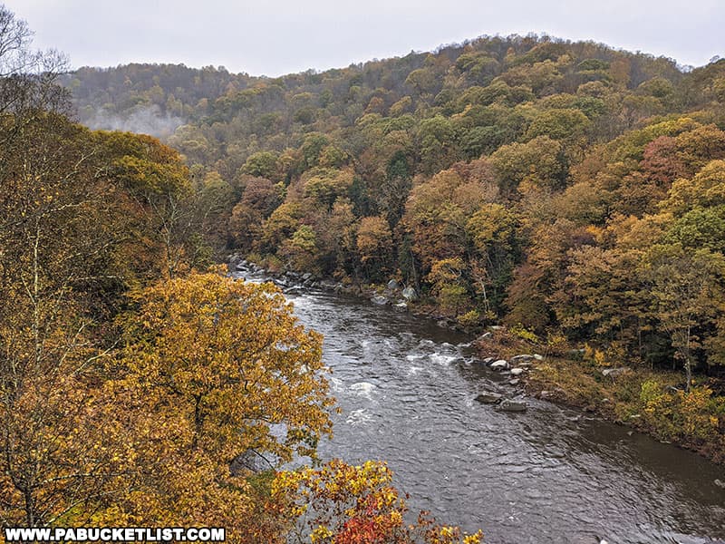 View of the Youghiogheny River from the Ohiopyle High Bridge.