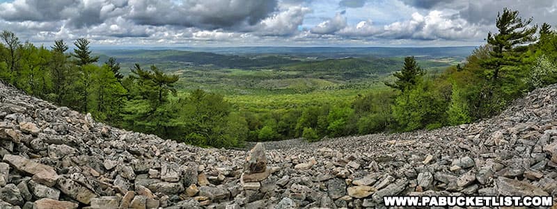 Panorama looking west from Sausser's Stone Pile along the Standing Stone Trail in Huntingdon County Pennsylvania.