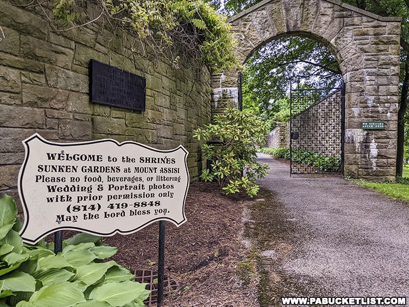 Entrance to the Sunken Gardens at Mount Assisi in Cambria County.