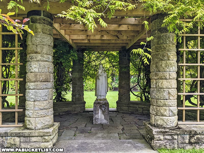 Saint Theresa statue in the Sunken Gardens at Mount Assisi in Cambria County Pennsylvania.
