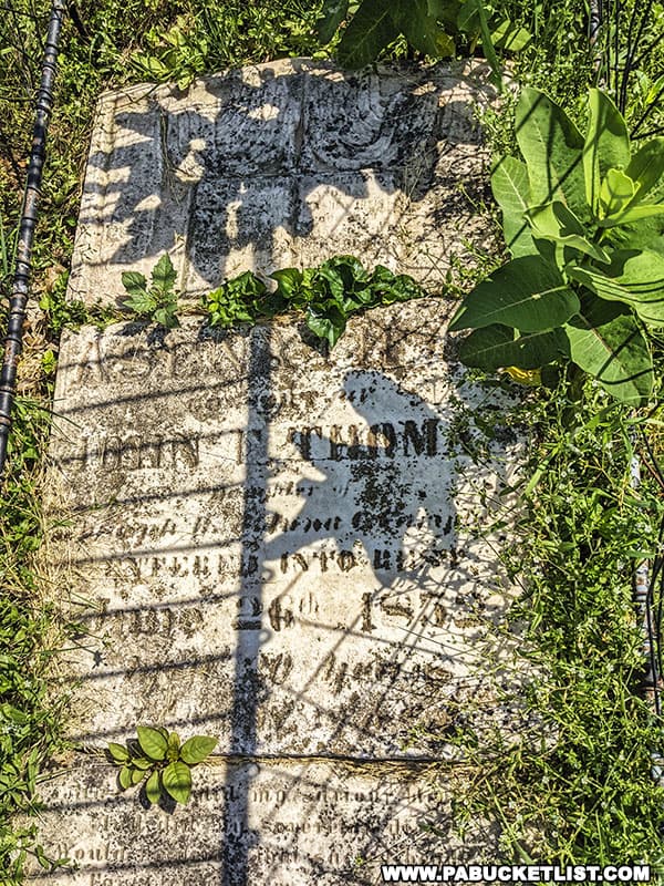 Headstone of Asenath Thomas at the Hooded Grave Cemetery in Columbia County Pennsylvania.