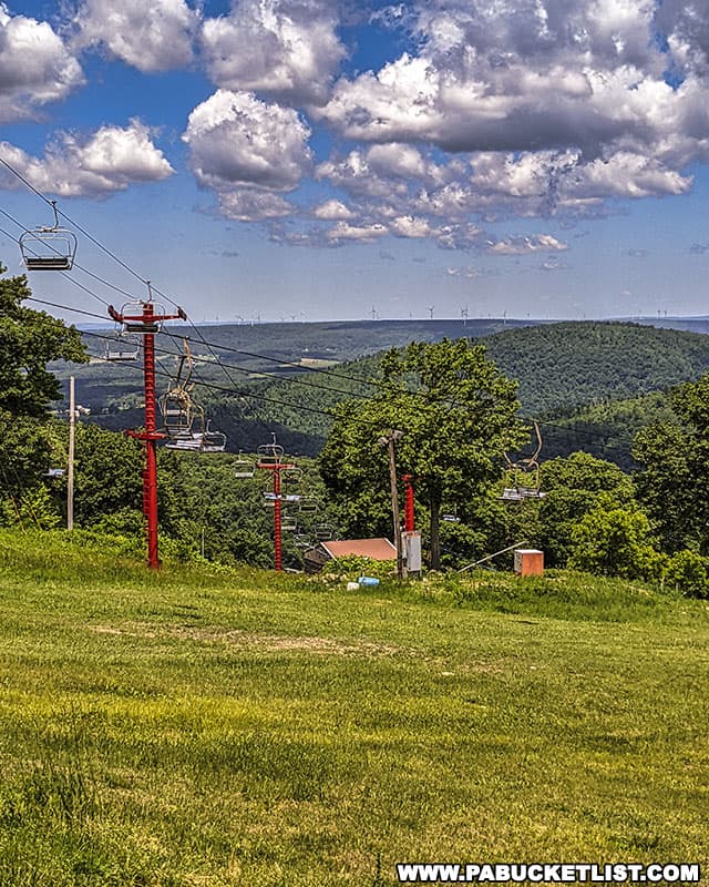Looking down a ski slope from Blue Knob.