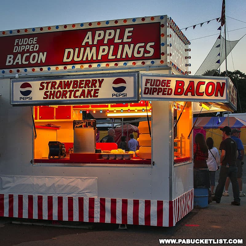 Fudge dipped bacon at a Pennsylvania fair.