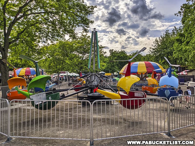 Helicopters ride in Kid's Kingdom at DelGrosso's Park.