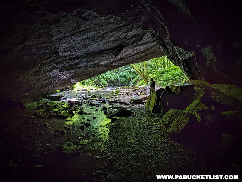 Explorers entering Tytoona Cave near Tyrone Pennsylvania.