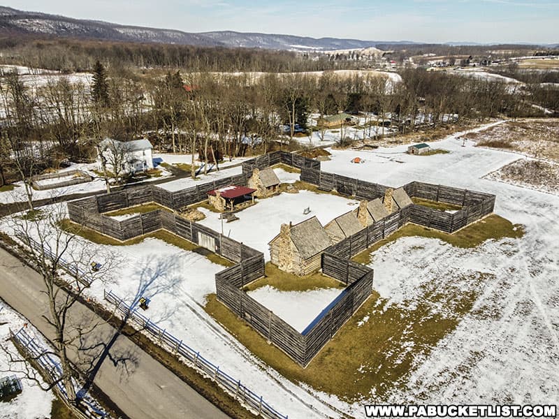 A view of the bastions on each corner of Fort Roberdeau in Blair County Pennsylvania.