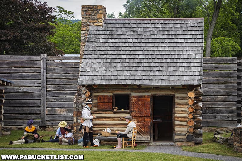 Log house inside Fort Roberdeau in Blair County Pennsylvania.