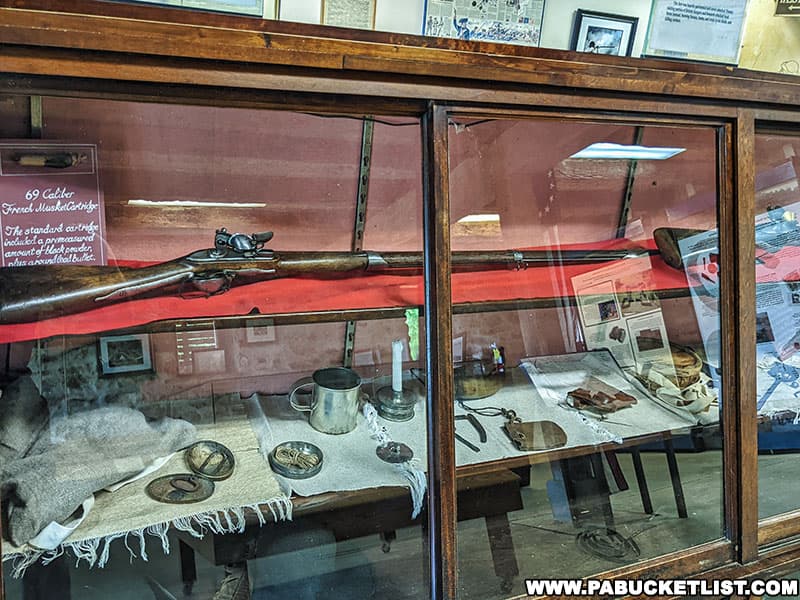 Artifacts on display in side the Fort Roberdeau Visitor Center.