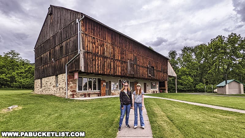 The barn which houses the gift shop and Visitor Center at Fort Roberdeau in Blair County Pennsylvania.