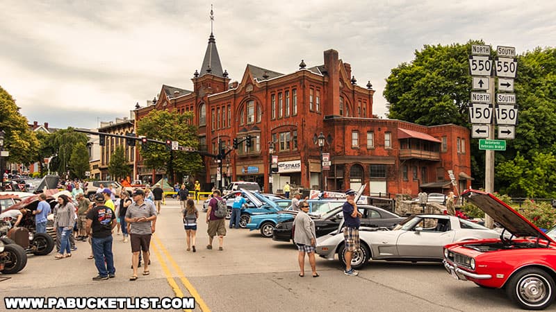 The view from Veterans Bridge during the Bellefonte Cruise car show.