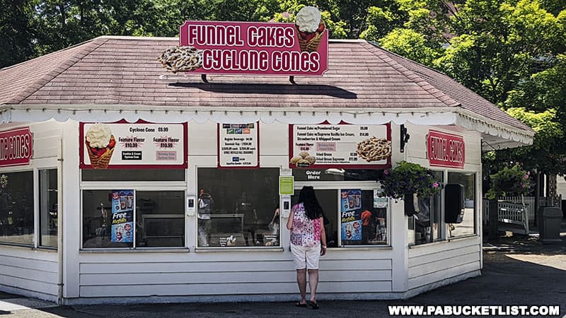 Funnel cakes and Cyclone cones at Idlewild Park in Ligonier Pennsylvania.