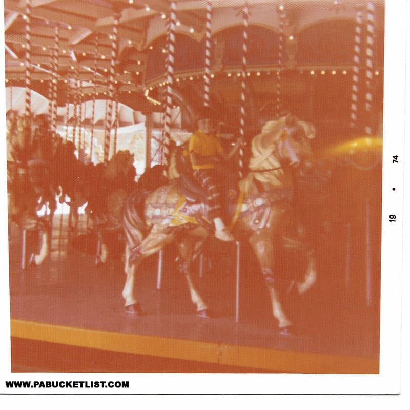 Riding the carousel at Idlewild Park in Ligonier Pennsylvania in 1974.