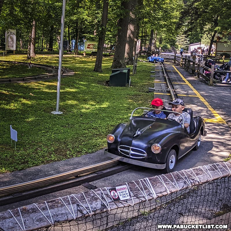 Ricky's Racers ride in Raccoon Lagoon at Idlewild Park.