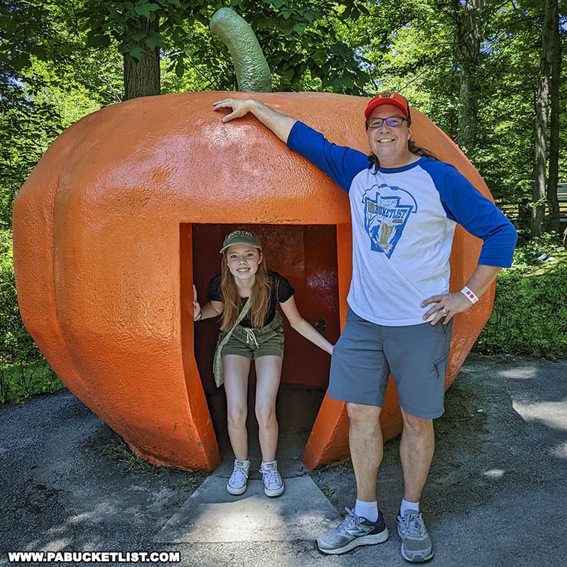 Giant pumpkin in Storybook Forest at Idlewild Park.