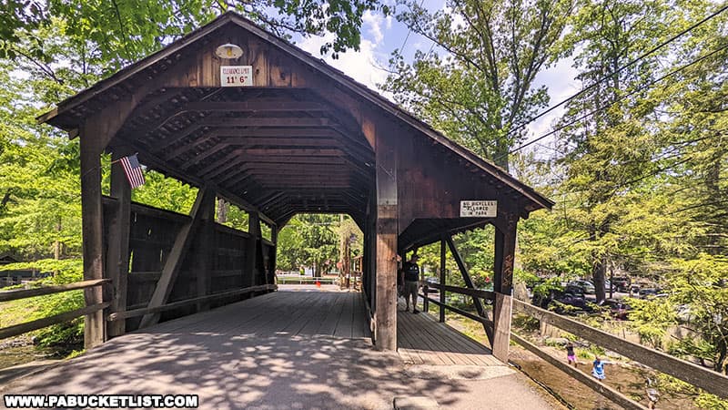 Covered bridge connecting the campground at Knoebels to the amusement park.